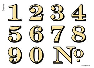 Elegant transom address numbers for your transom by House Number Lab - Engravers style, order online, DIY install - housenumberlab.com