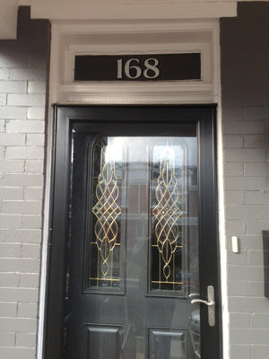 Transitional gold transom address numbers in Grant style by House Number Lab - customize and order online at housenumberlab.com