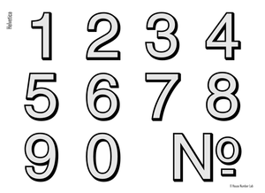 Modern address number in Helvetica, Chrome finish, by House Number Lab - order online at housenumberlab.com