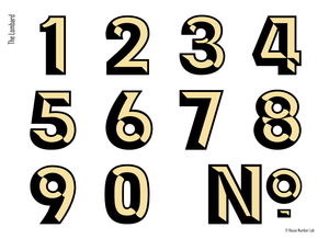 Beautiful transom house numbers in 22K gold leaf by House Number Lab, Lombard Style, Gold Leaf and Vinyl -  order online at housenumberlab.com