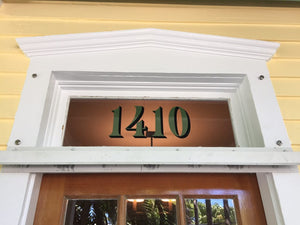 Gold leaf transom house numbers by House Number Lab - Palmer Style - customize and order online at housenumberlab.com