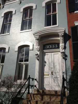 Georgetown DC home with traditional house numbers in gold by House Number Lab