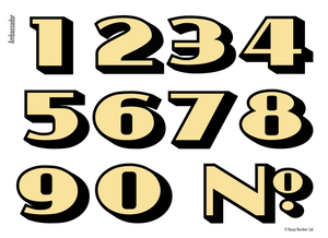 Art deco address numbers for transom windows in gold by House Number Lab 