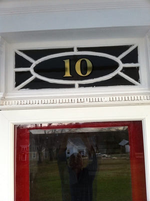 Historically accurate transom house numbers in 22K gold by House Number Lab