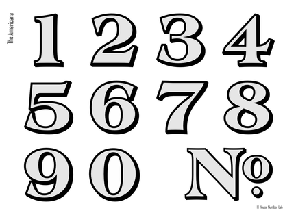 Gold house numbers on Glass in Americana style by House Number Lab housenumberlab.com