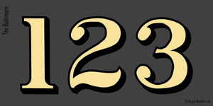 Traditional address numbers in Gold for transom windows by House Number Lab - Baltimore Style 