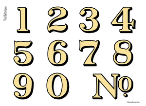 Traditional house numbers in Gold for transom windows by House Number Lab - Baltimore Style 