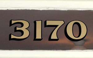 Brownstone style gold address numbers by House Number Lab - housenumberlab.com, Delancey Style