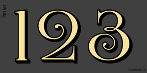 Townhouse address numbers in gold by House Number Lab, Park Ave. style, 22K gold leaf vinyl decal - customize and order online at housenumberlab.com