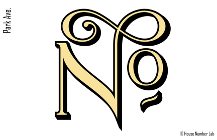 No. Brownstone address numbers in gold by House Number Lab, Park Ave. style, 22K gold leaf vinyl decal - customize and order online at housenumberlab.com